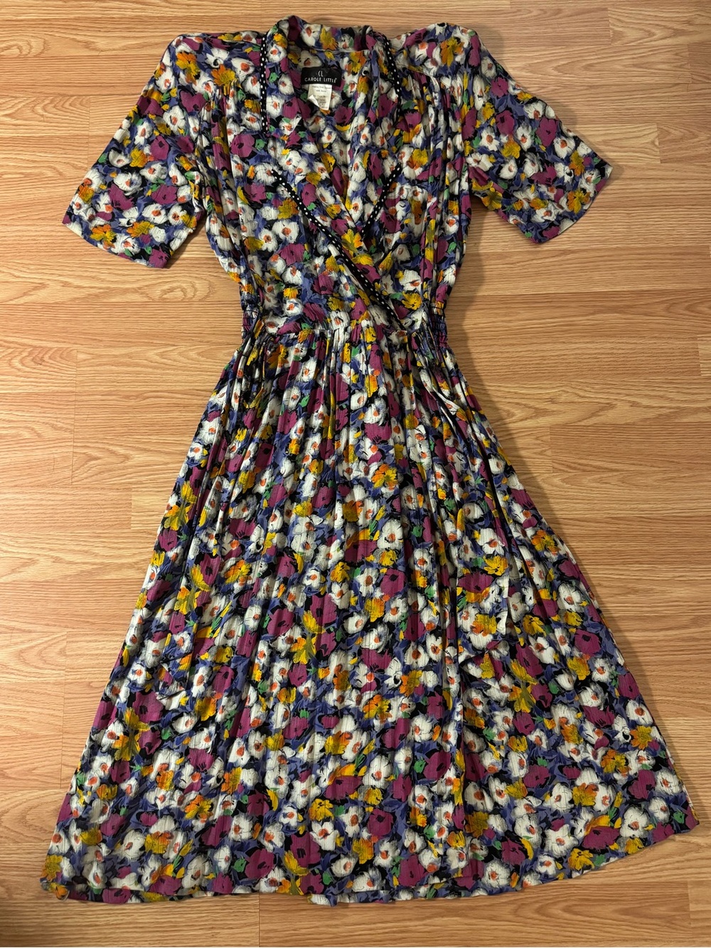 Carole Little Vintage Floral Fit & Flare 80s 90s does 40s 50s Violet Poppy Dress